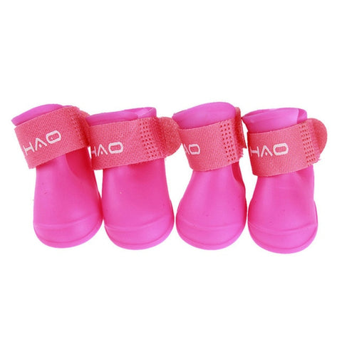 4pcs/set Dog Rubber Rain Boots Anti-slip Dog Waterproof Shoes Cute Pet Puppy Rain Snow Shoes Paw Protector for Small Large Dog