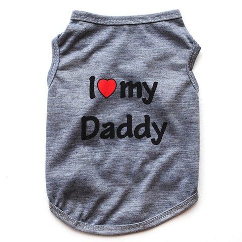 Classic Love Mommy & Love Daddy Print Dog Vest Unisex Puppy Cat T Shirt Sleeveless Clothing Cute Dogs Clothes For Small Doggy