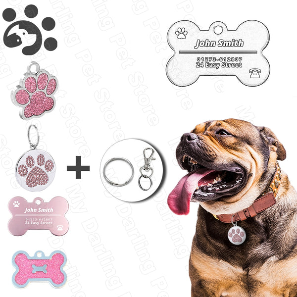 Personalized Dog ID Tags Engraved Metal Tag for Small Dogs Name Collar for Cat Puppy Pet Accessories Customized Name Tags MP0078