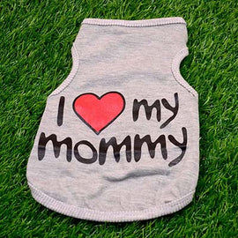 Pet Clothes "I Love Mommy" Printed Dog Cat Clothing Tee Shirts Summer Breathable Cotton T-shirt for Kitten Cats Puppy Small Dogs