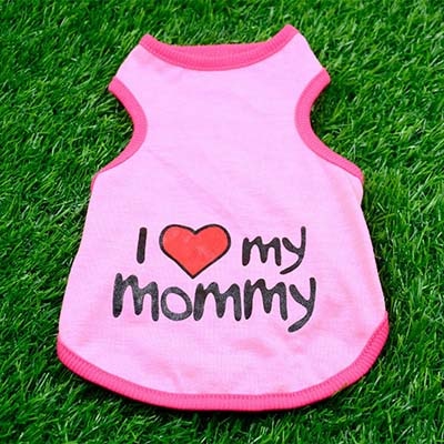 Pet Clothes "I Love Mommy" Printed Dog Cat Clothing Tee Shirts Summer Breathable Cotton T-shirt for Kitten Cats Puppy Small Dogs